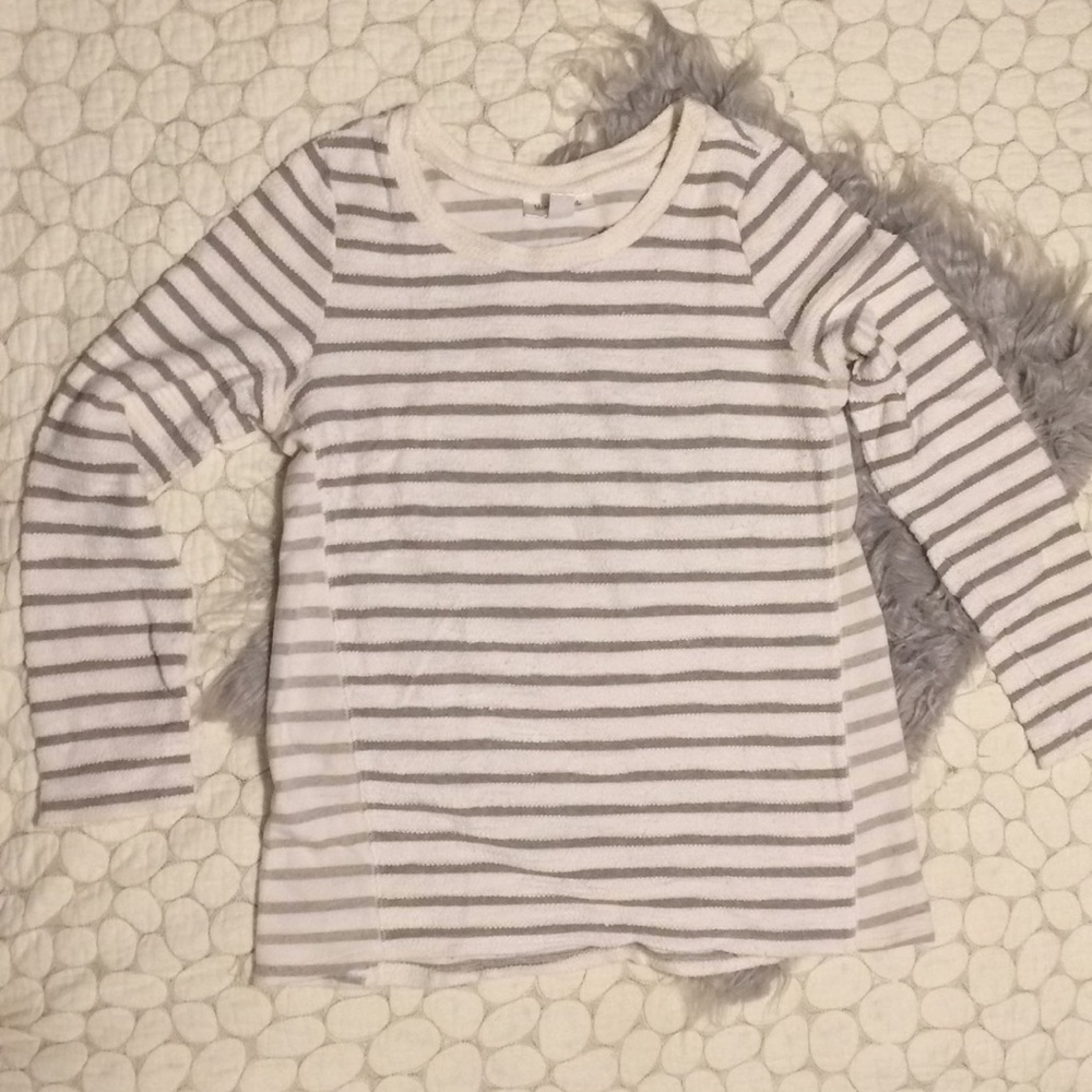 Motherhood L maternity ivory & grey stripe sweater